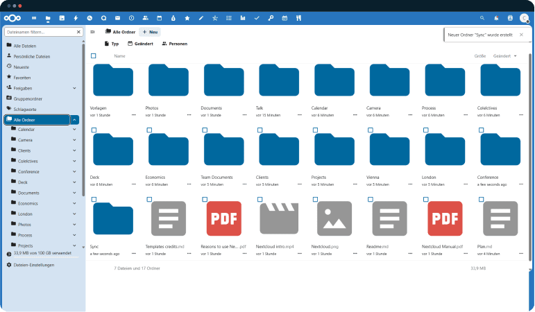 Nextcloud Desktop Interface